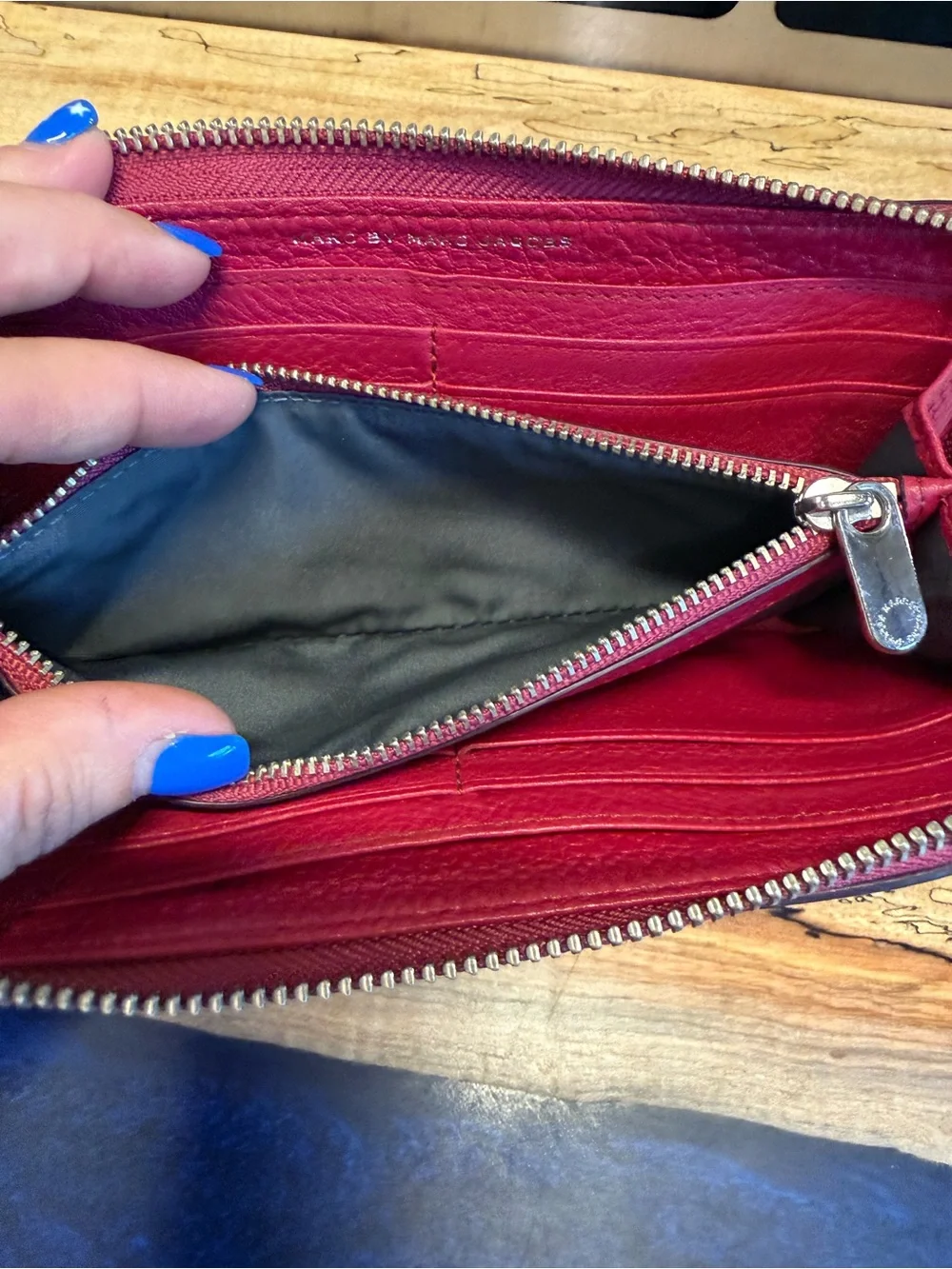 Marc by Marc Jacobs Red Leather Zip Wallet